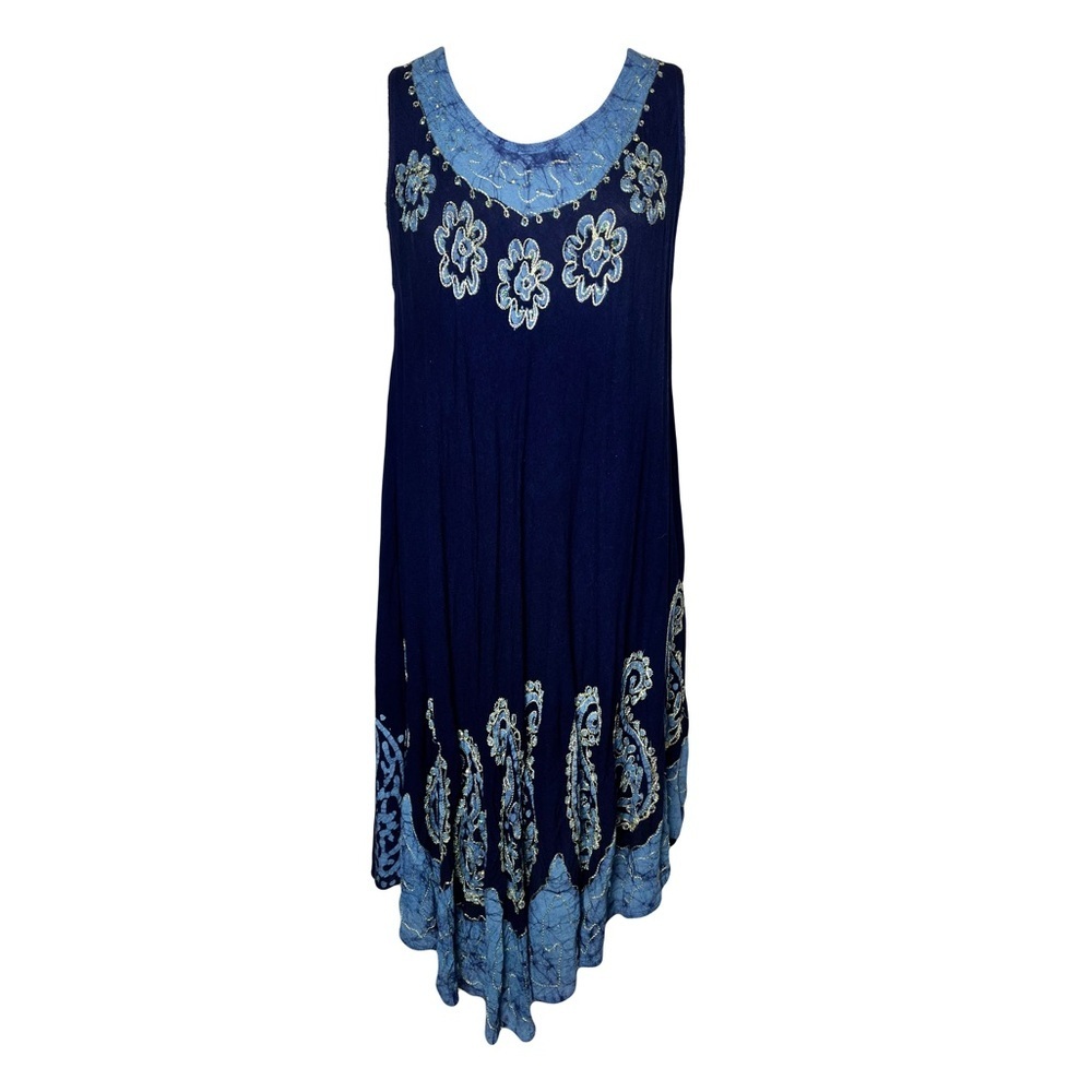 Rima Beachworld | Blue Boho Paisley Sequin Embroidered Dress Coverup, OS